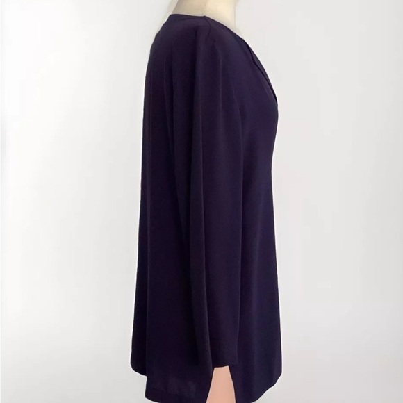 Eileen Fisher Navy Blue Scoop Neck Silk Sheathe Dress with Matching Jacket Sz M - Picture 9 of 15